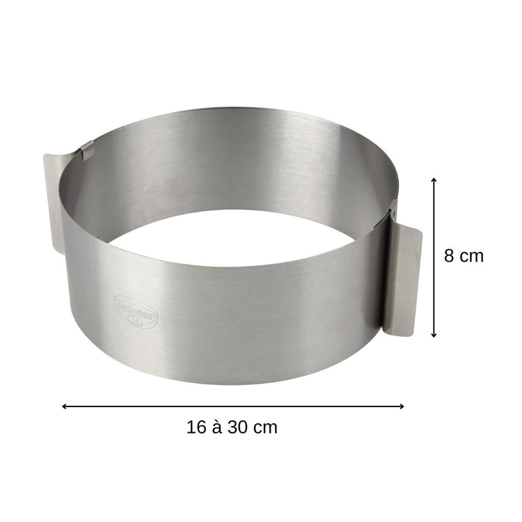 Cercle à pâtisserie en acier inoxydable extensible de 16 à 30 cm Dr. Oetker Varino