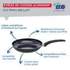 Ensemble de 1 Poêle de cuisson 32 cm et 2 faitouts 14 et 16 cm Elo Prima Brillant