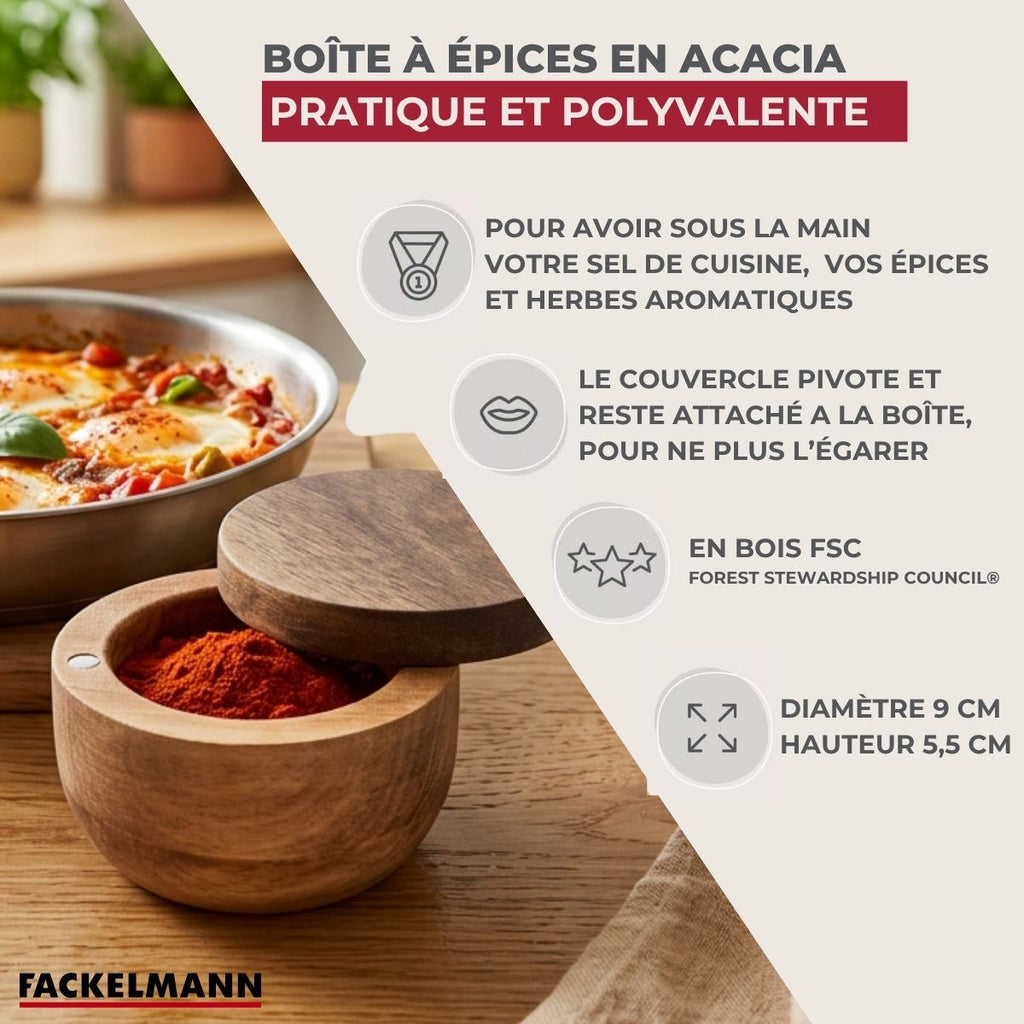 Boîte à épices en bois Fackelmann Acacia