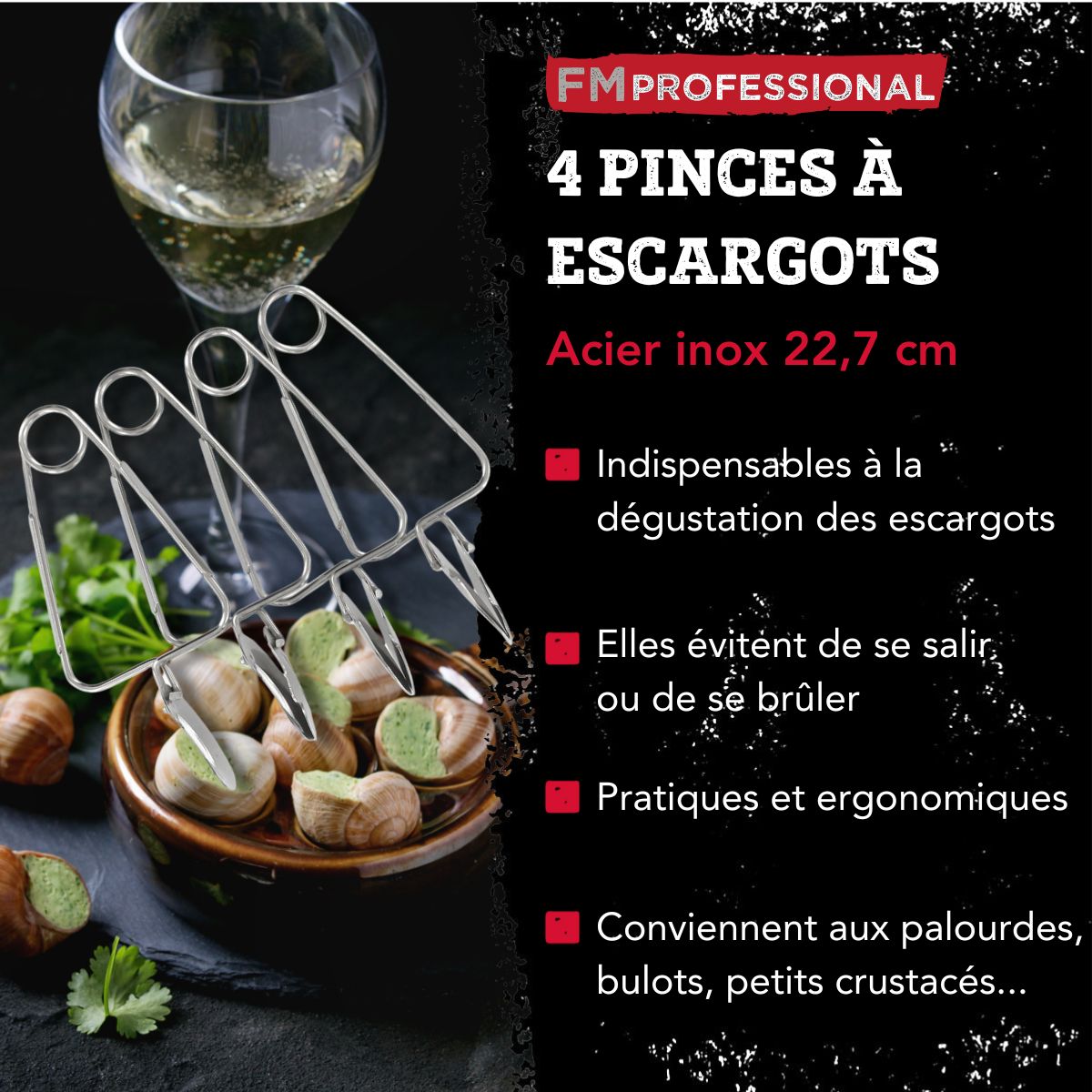 Lot de 4 pinces à escargot FM Professional