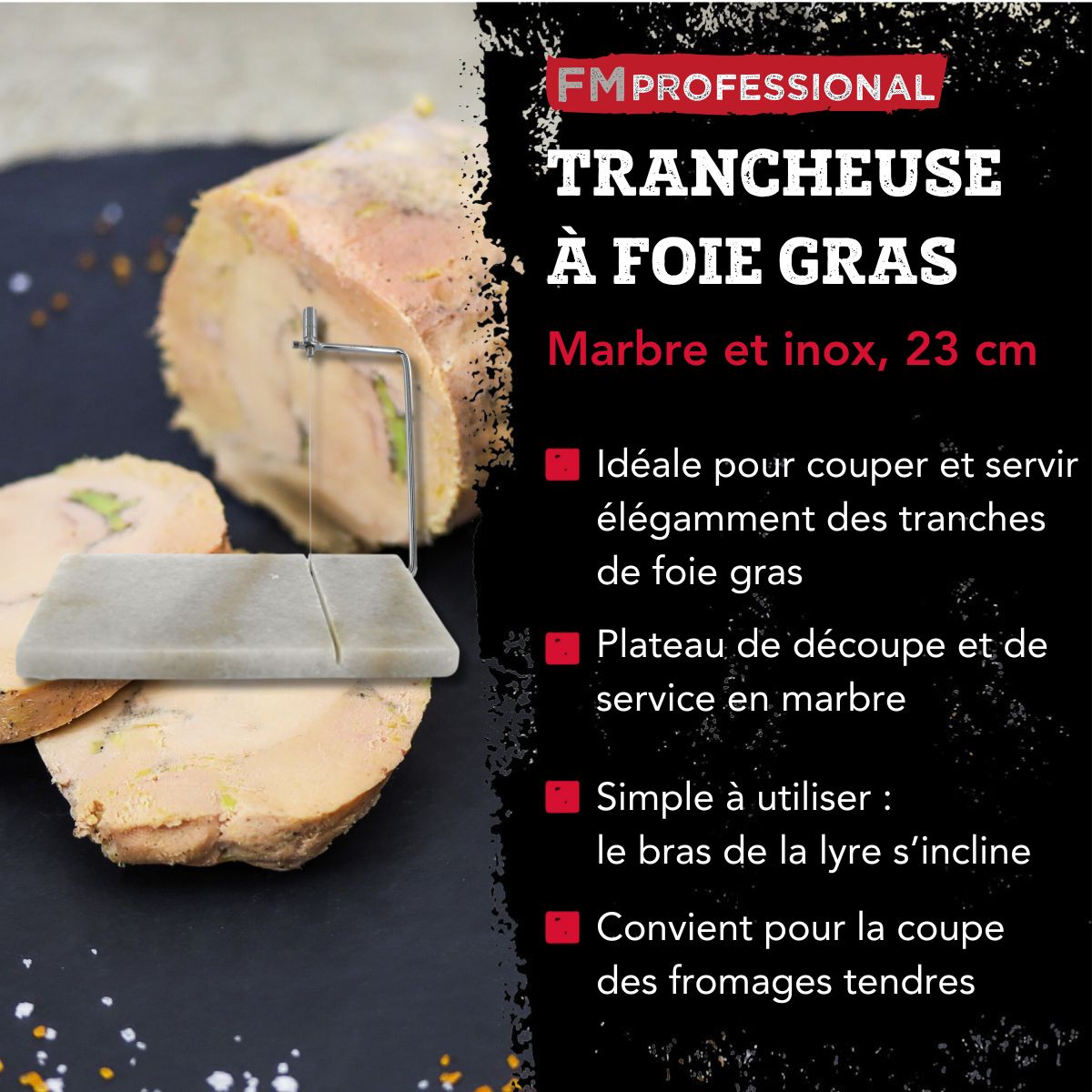 Coupe et présentation foie gras en marbre FM Professional