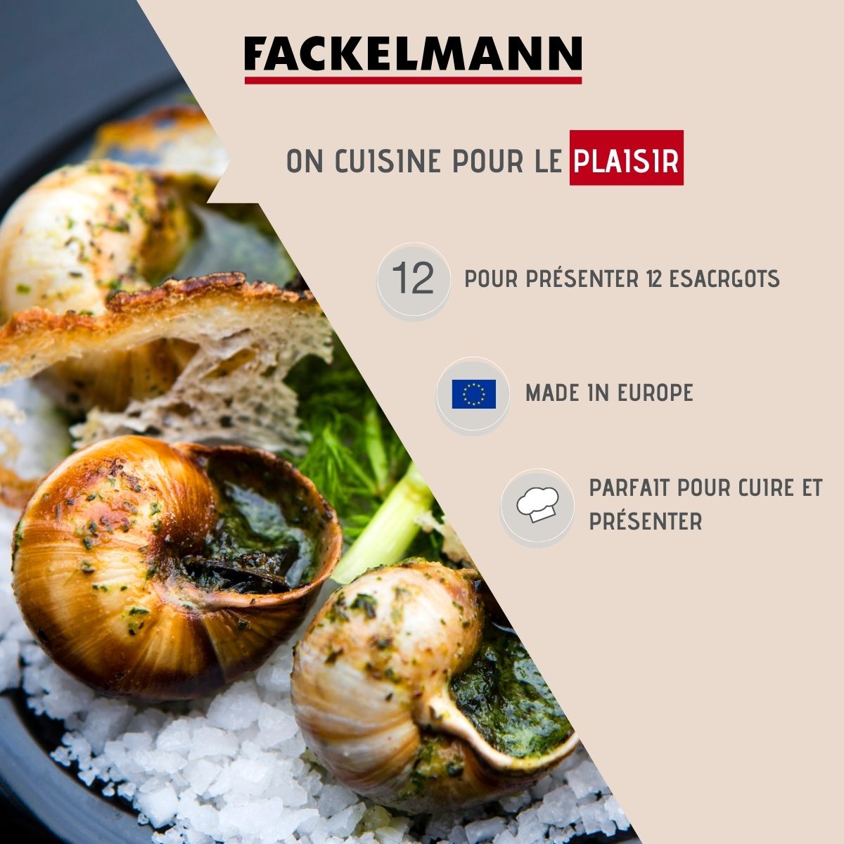 Lot de 10 plats à escargots en aluminium Fackelmann