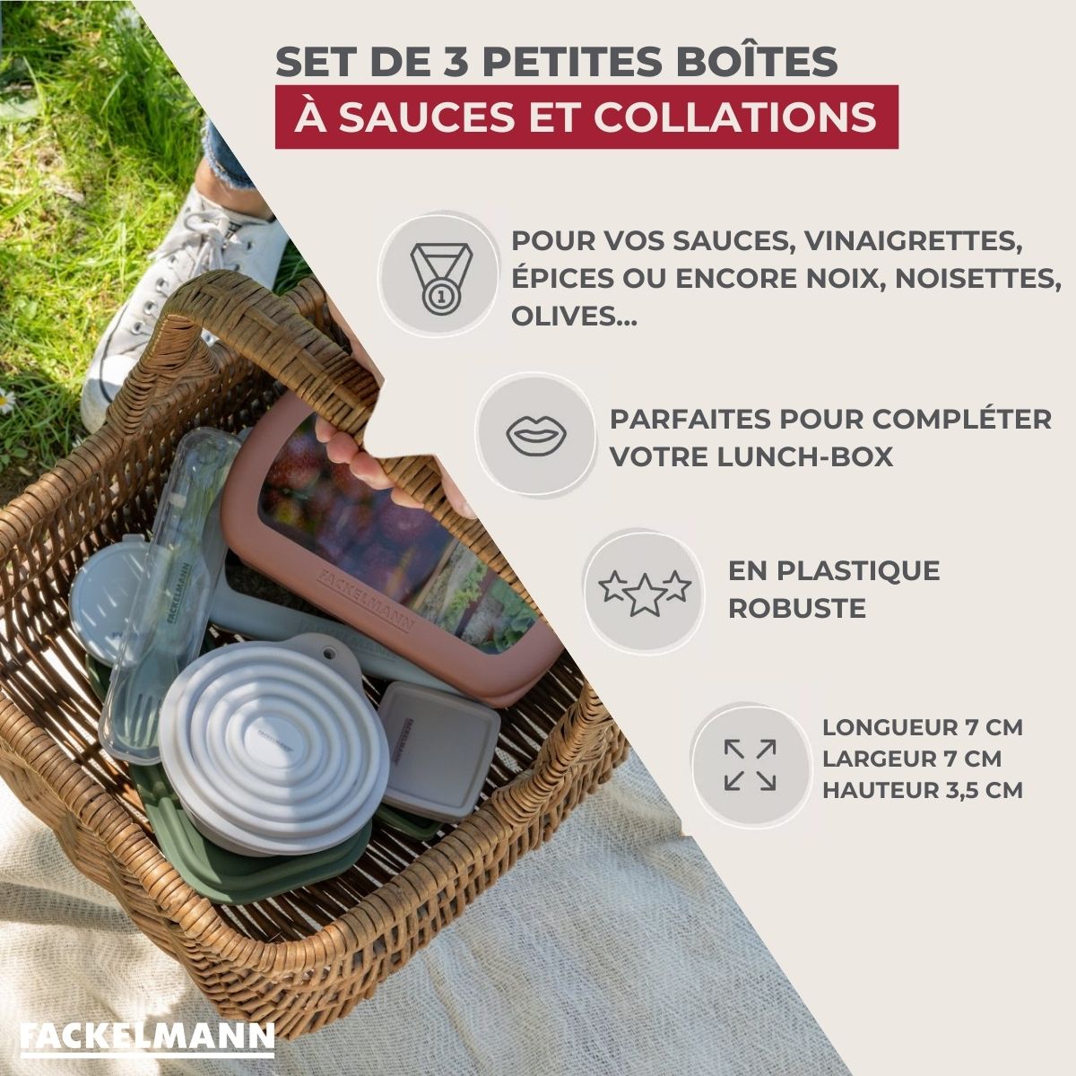 Set de 3 boîtes carrées à sauce ou épices Fackelmann Storage