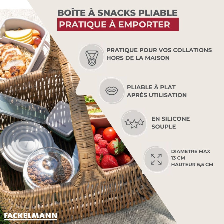 Boite à Snacks Pliable en Silicone Blanc Fackelmann Storage
