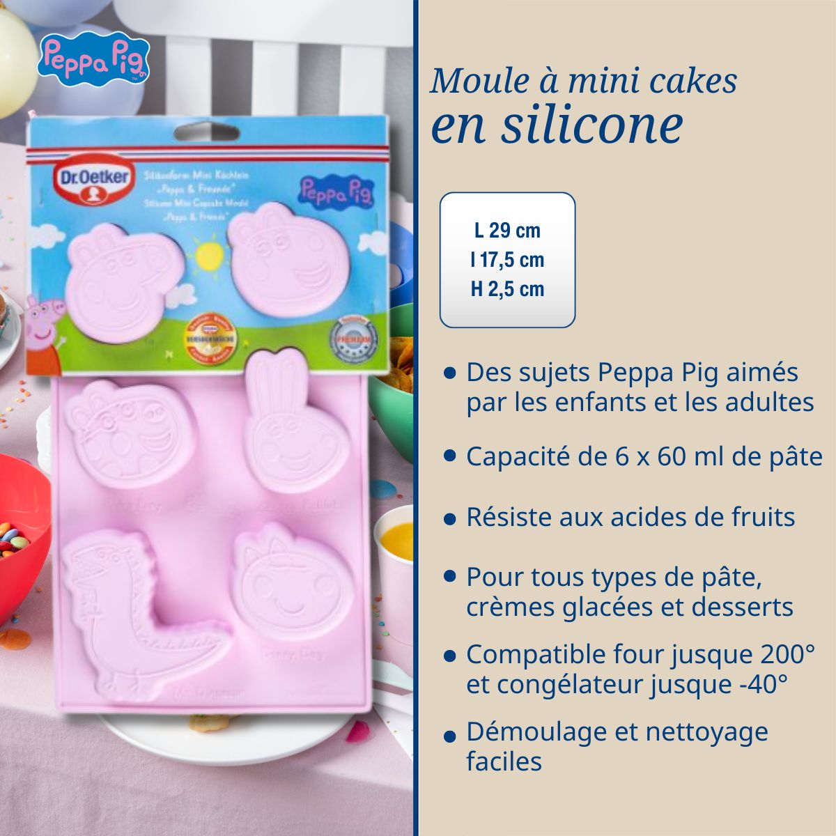 Moule mini cakes silicone Dr. Oetker Peppa Pig