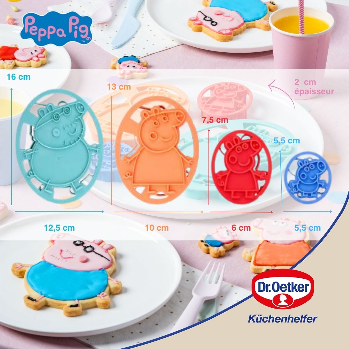 Set de 4 tampons et emporte-pièces pour enfants Dr. Oetker Peppa Pig 