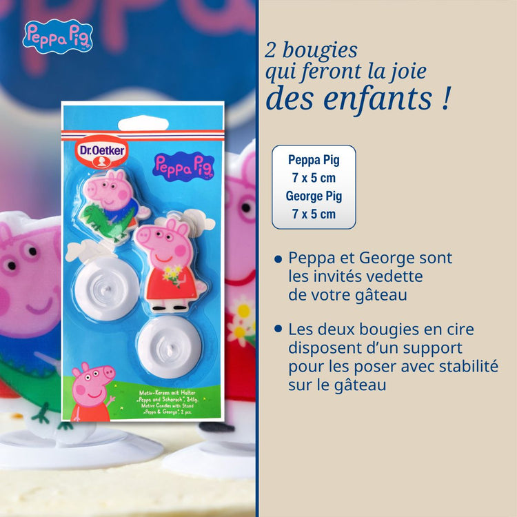 2 bougies en cire personnages pour les anniversaires des enfants Dr. Oetker Peppa Pig