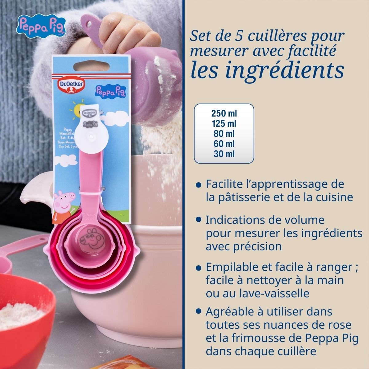 Set de 5 cuillères à mesurer Dr. Oetker Peppa Pig