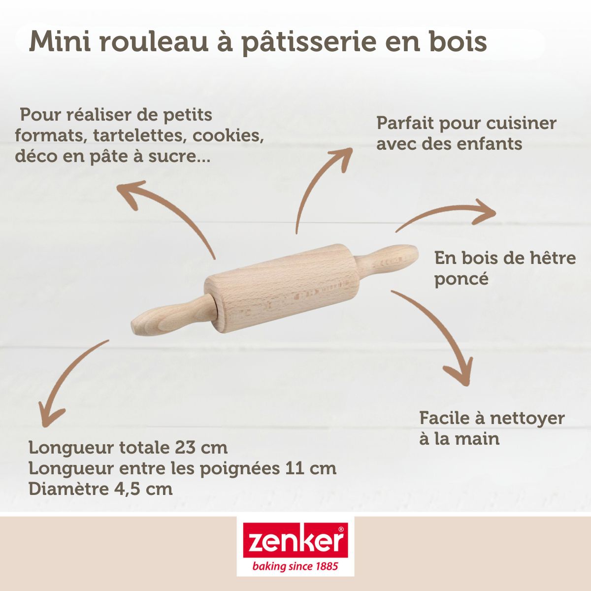 Tampon alphabet pour biscuit Zenker et mini rouleau à pâtisserie