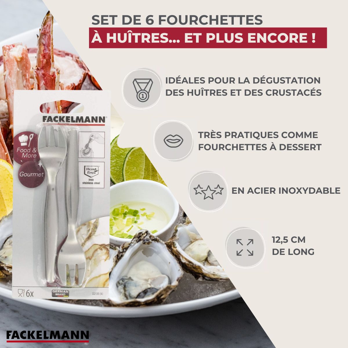 Lot de 6 fourchettes à huîtres Fackelmann