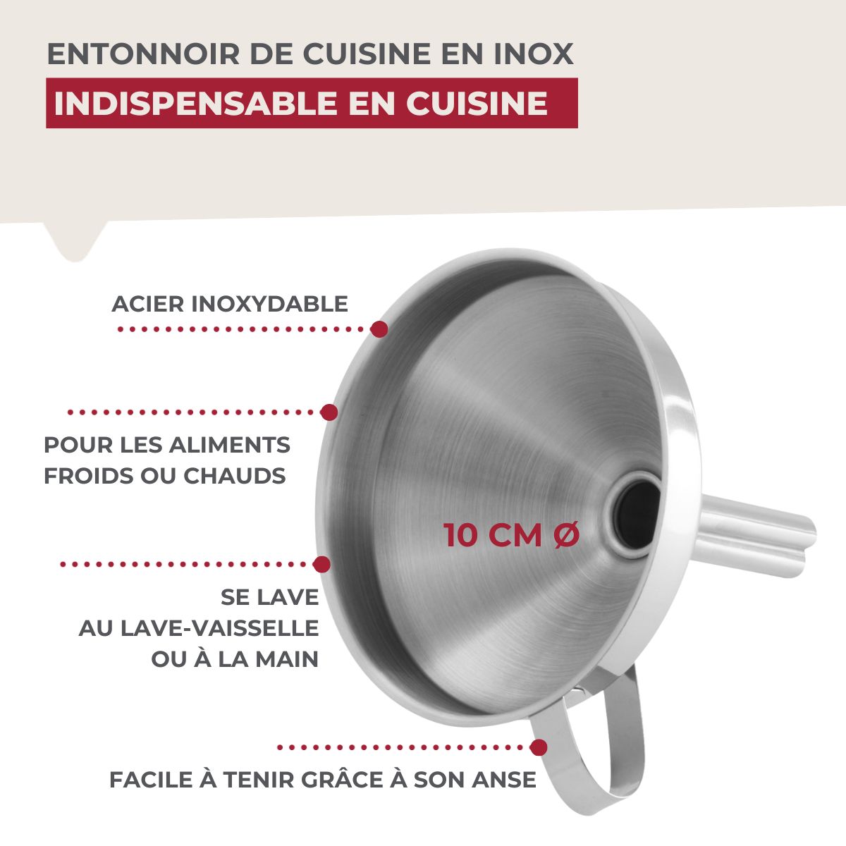 Entonnoir de cuisine inox Fackelmann