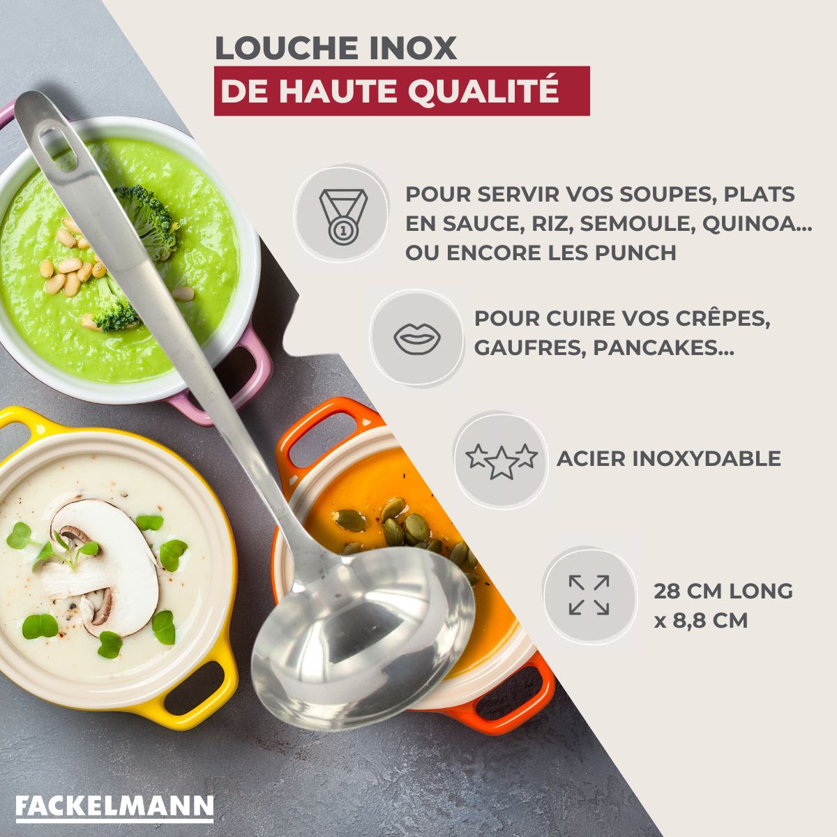 Louche de cuisine inox 28 cm Fackelmann Oxford