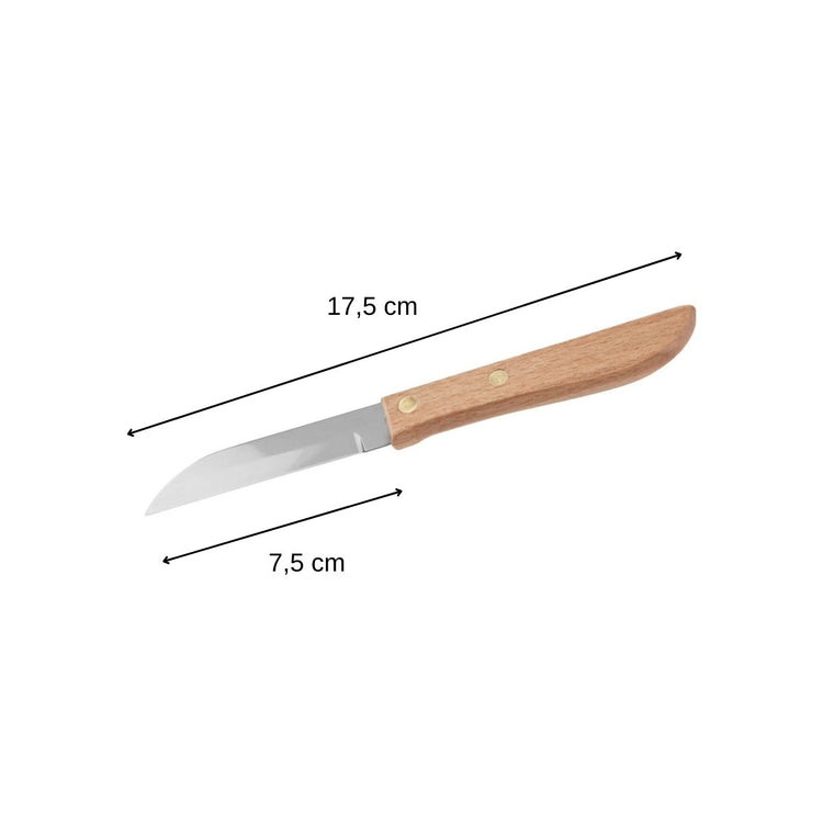 Couteau d'office manche en bois lame de 7,5 cm Nirosta Country