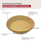 50 Moules en papier air fryer ronds 20 cm Fackelmann