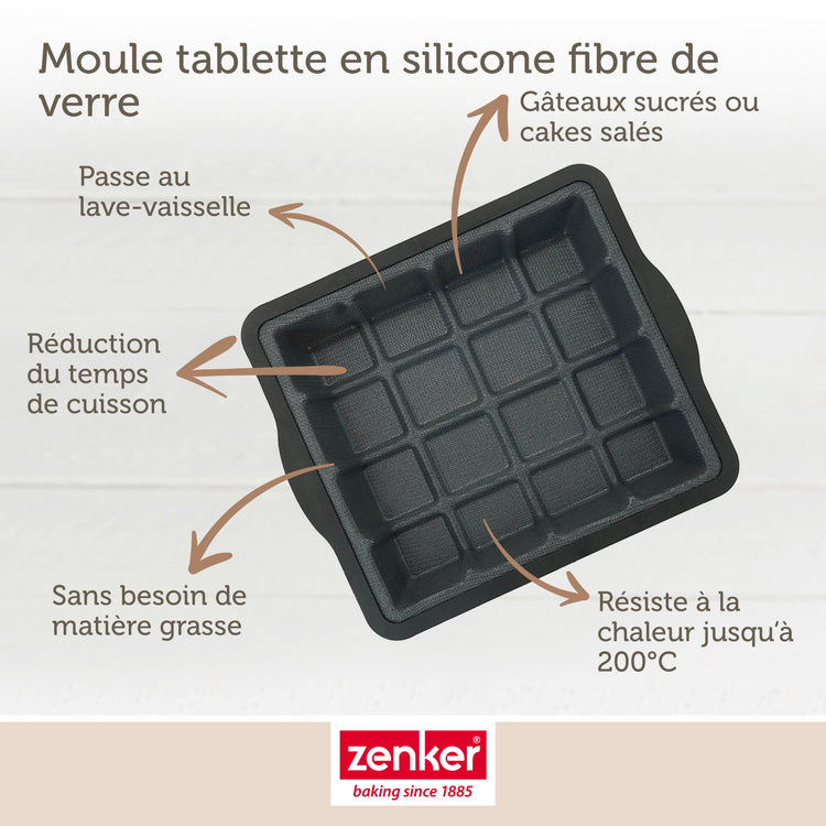 Moule à gâteaux en forme de tablette de chocolat Zenker Silicone fibre de verre