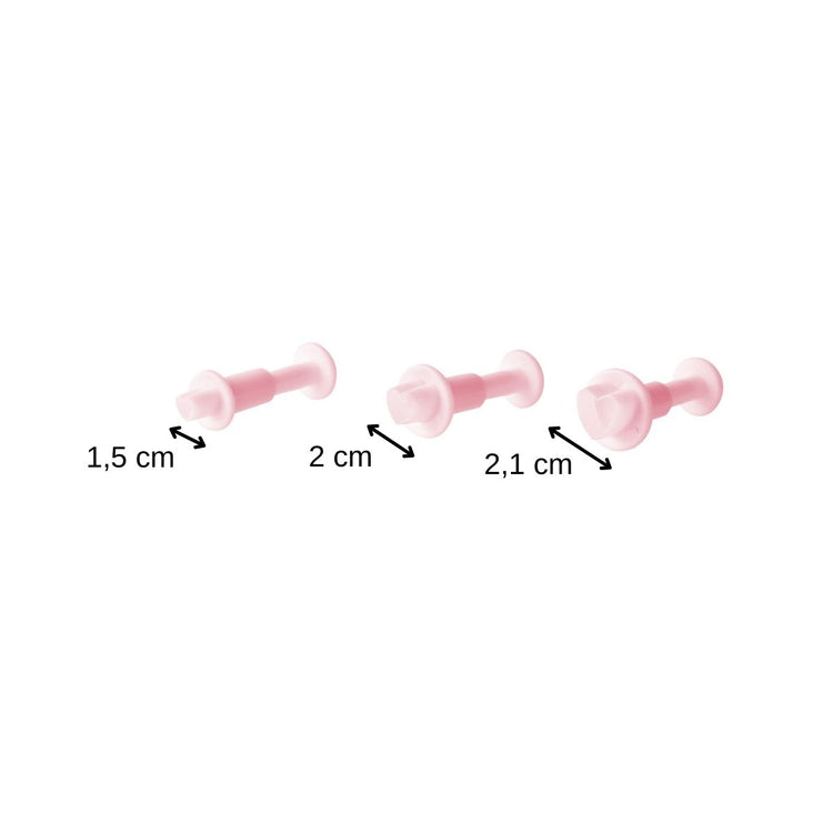 Lot de 3 emporte-pièces cœur à poussoir pour pâte à sucre Zenker Candy