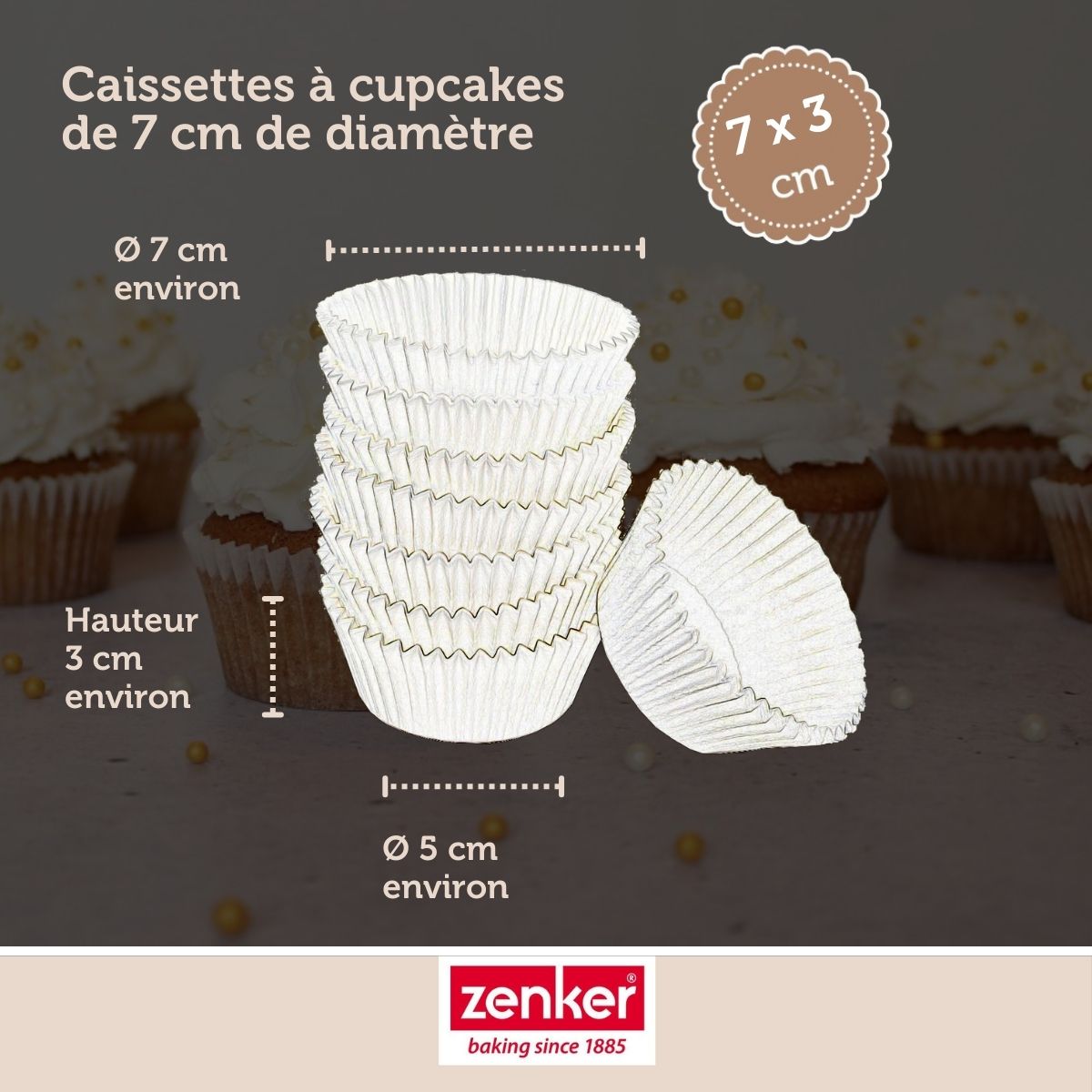 Pack de 100 moules à muffin en papier blanc Zenker