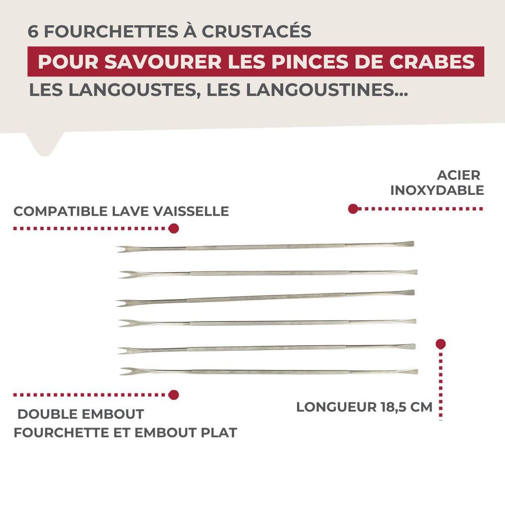 Lot de 6 fourchettes à crustacé en acier inoxydable Fackelmann
