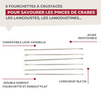 Lot de 6 fourchettes à crustacé en acier inoxydable Fackelmann