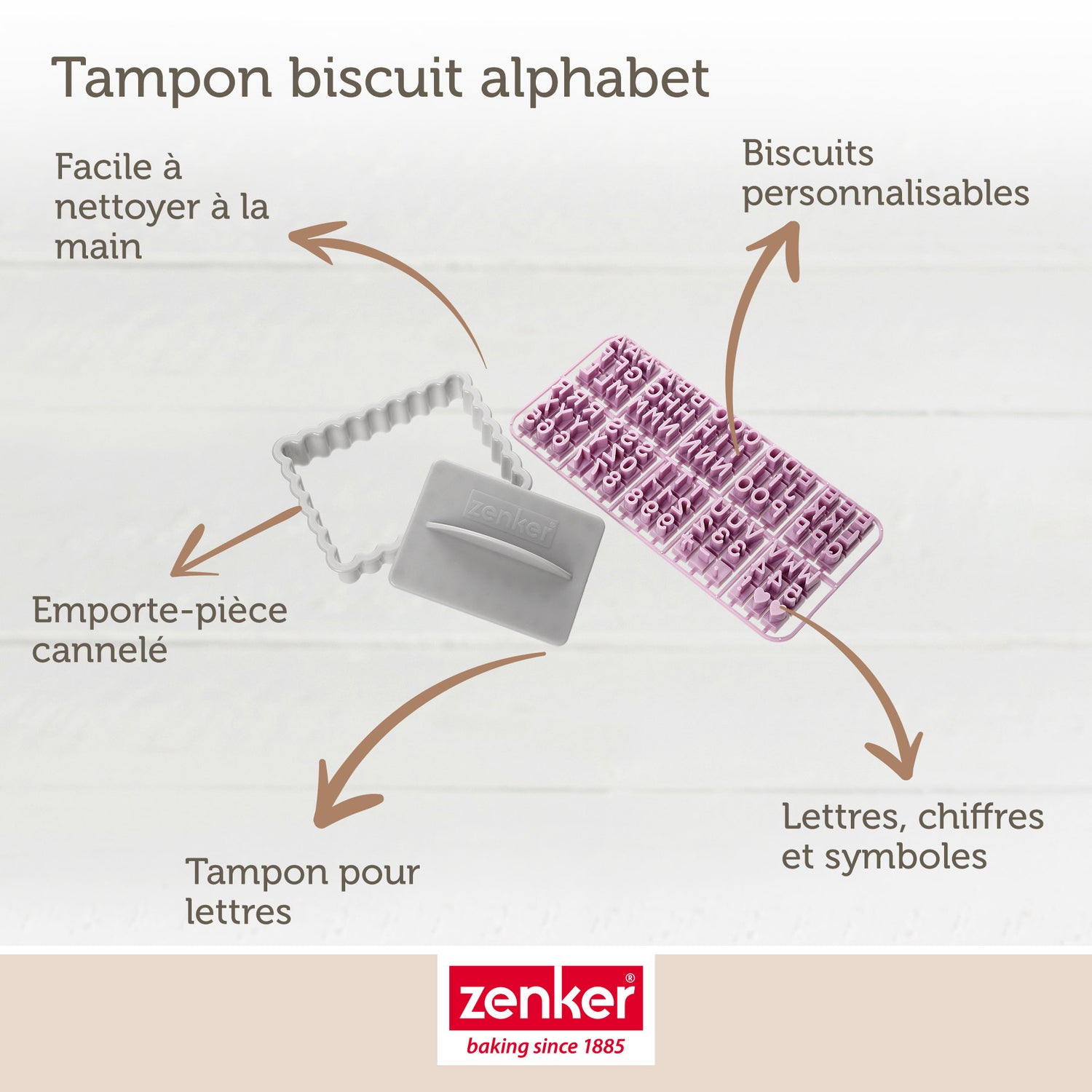 Tampon alphabet pour biscuit Zenker Smart Pastry