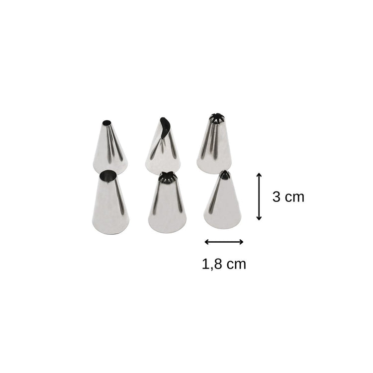 Lot de 6 douilles à pâtisserie en inox petit modèle Zenker Smart Pastry
