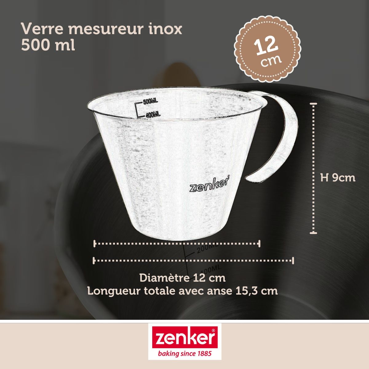 Verre doseur inox 500 ml Zenker