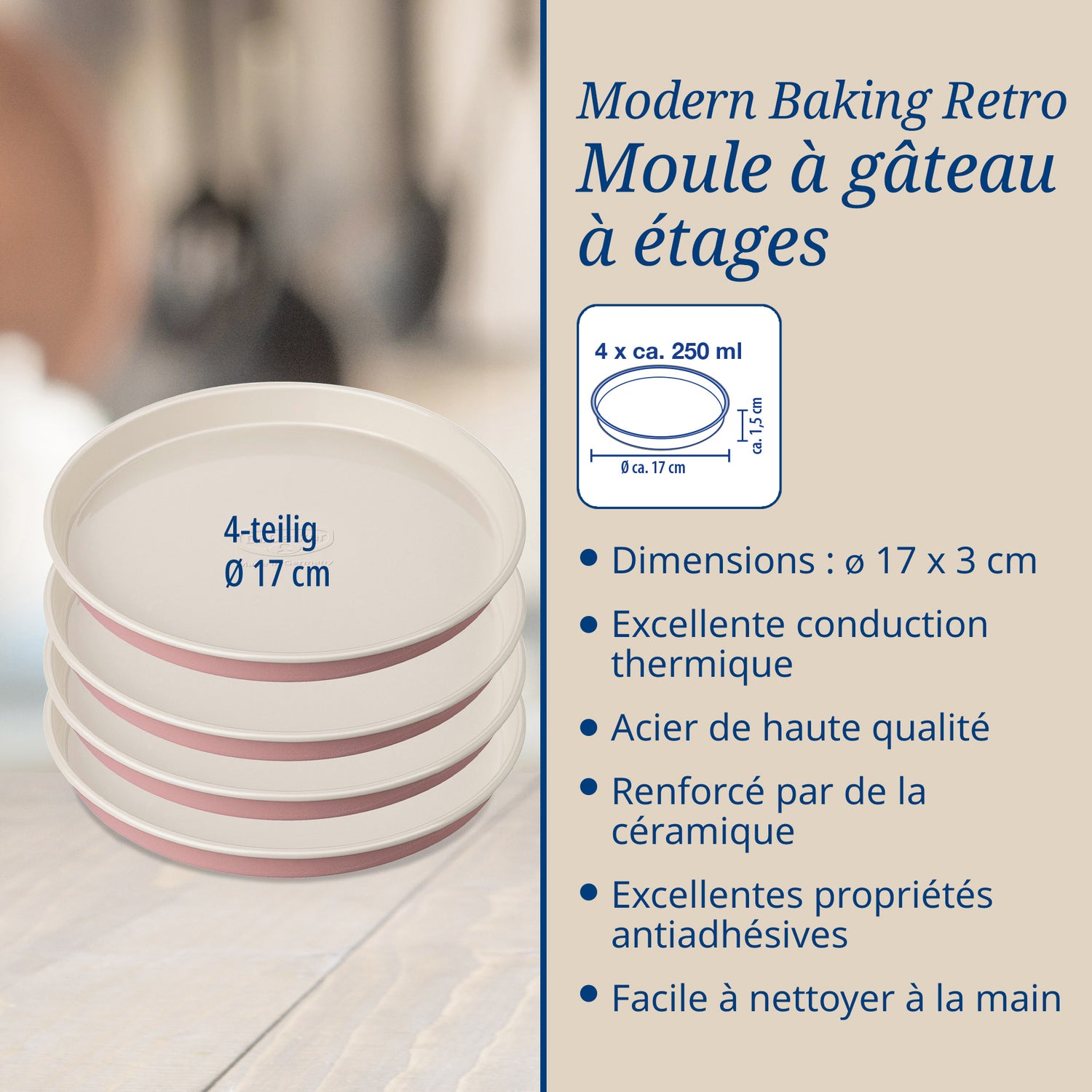 Set 4 moules pour gâteaux à étages Ø 17 cm Dr. Oetker Rétro