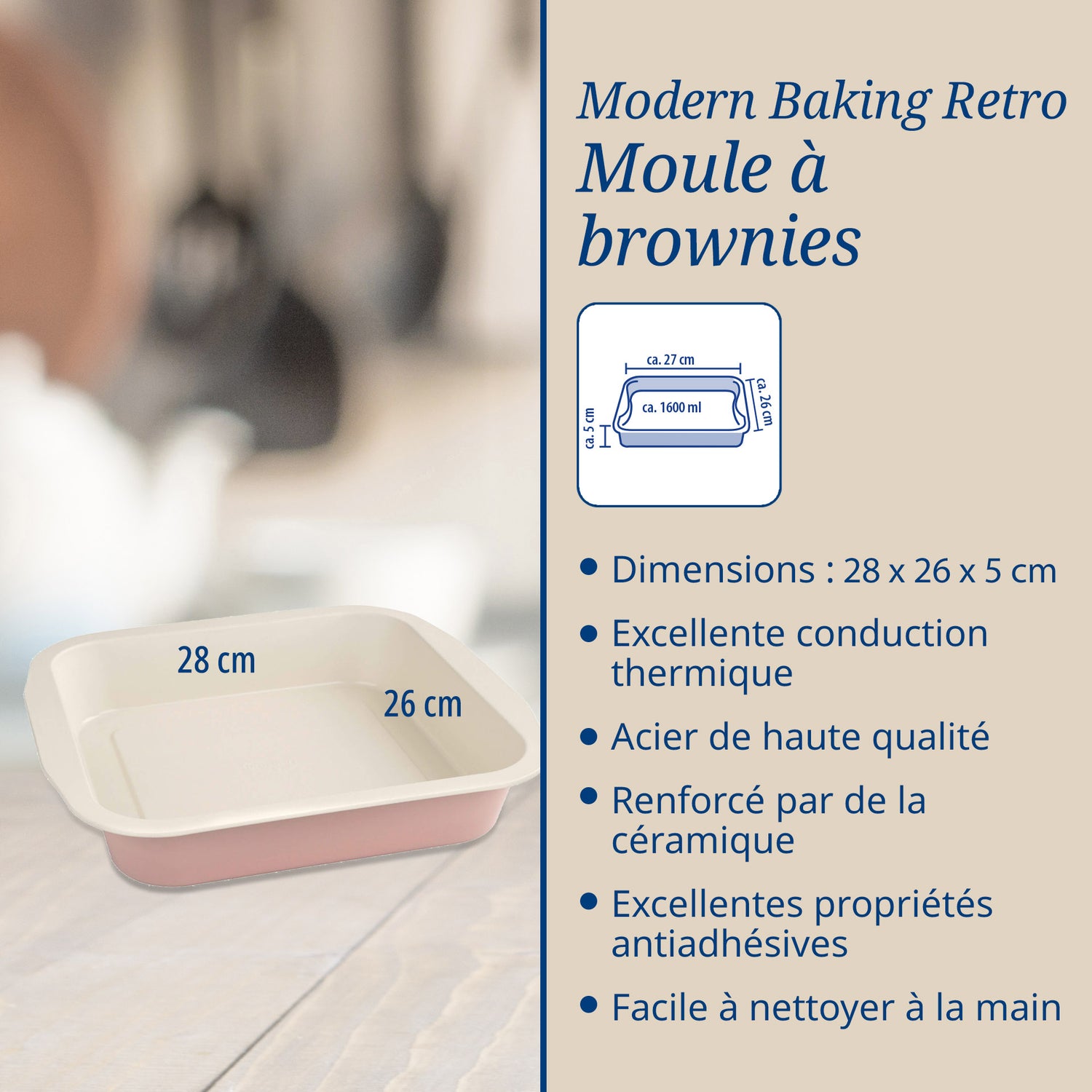 Moule à brownie 22,5 cm Dr. Oetker Rétro