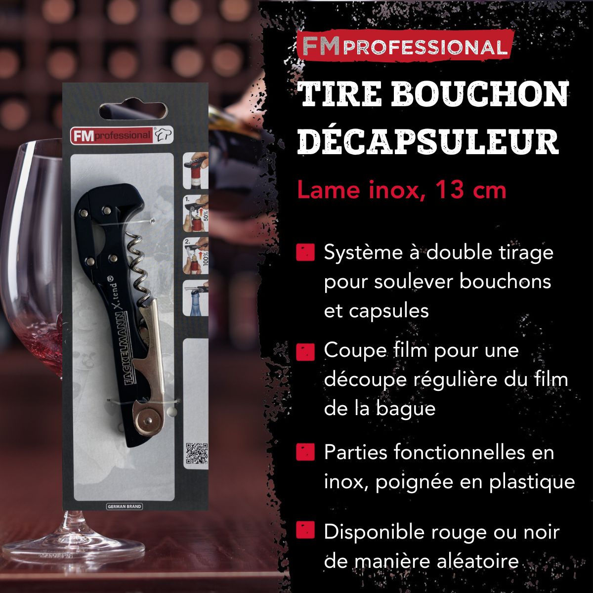 Tire-bouchon décapsuleur 13 cm FM Professional Boissons