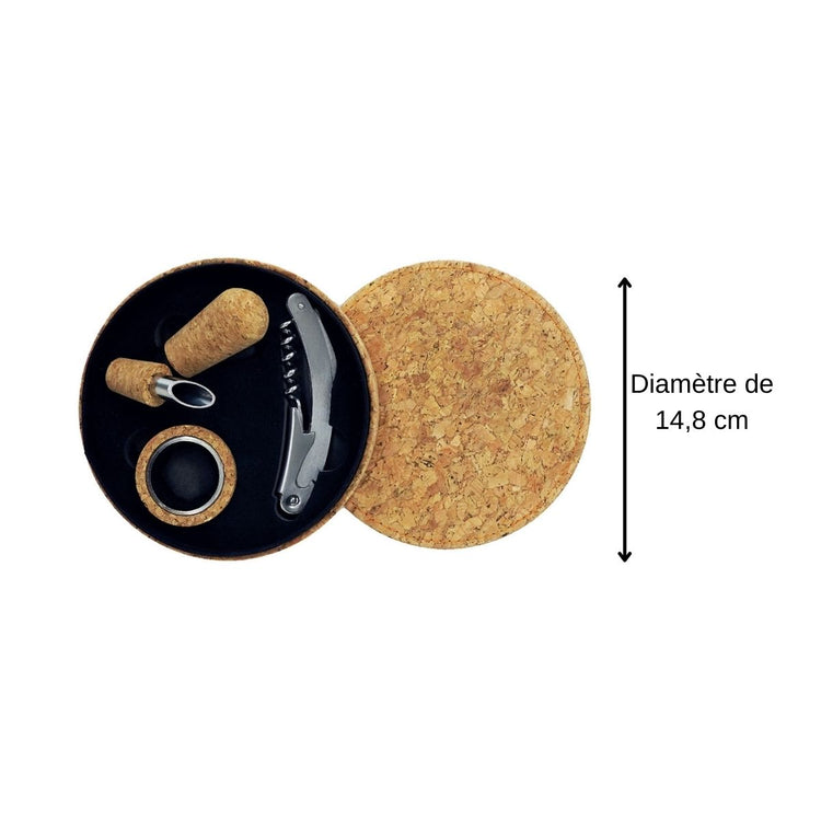 Coffret cadeau d'accessoires pour bouteille de vin 3 pièces avec boite en liège Fackelmann Gift