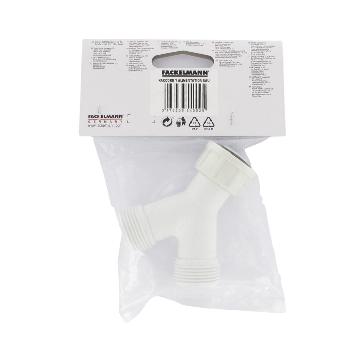 Tuyau d'alimentation en eau en Y pour machine à laver et lave-vaisselle Fackelmann