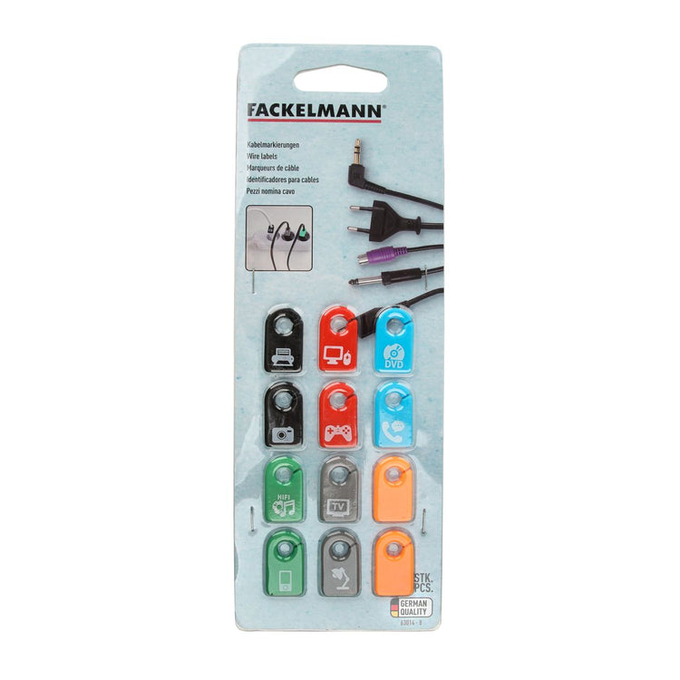 Lot de 12 marqueurs pour câbles électriques Fackelmann Tecno