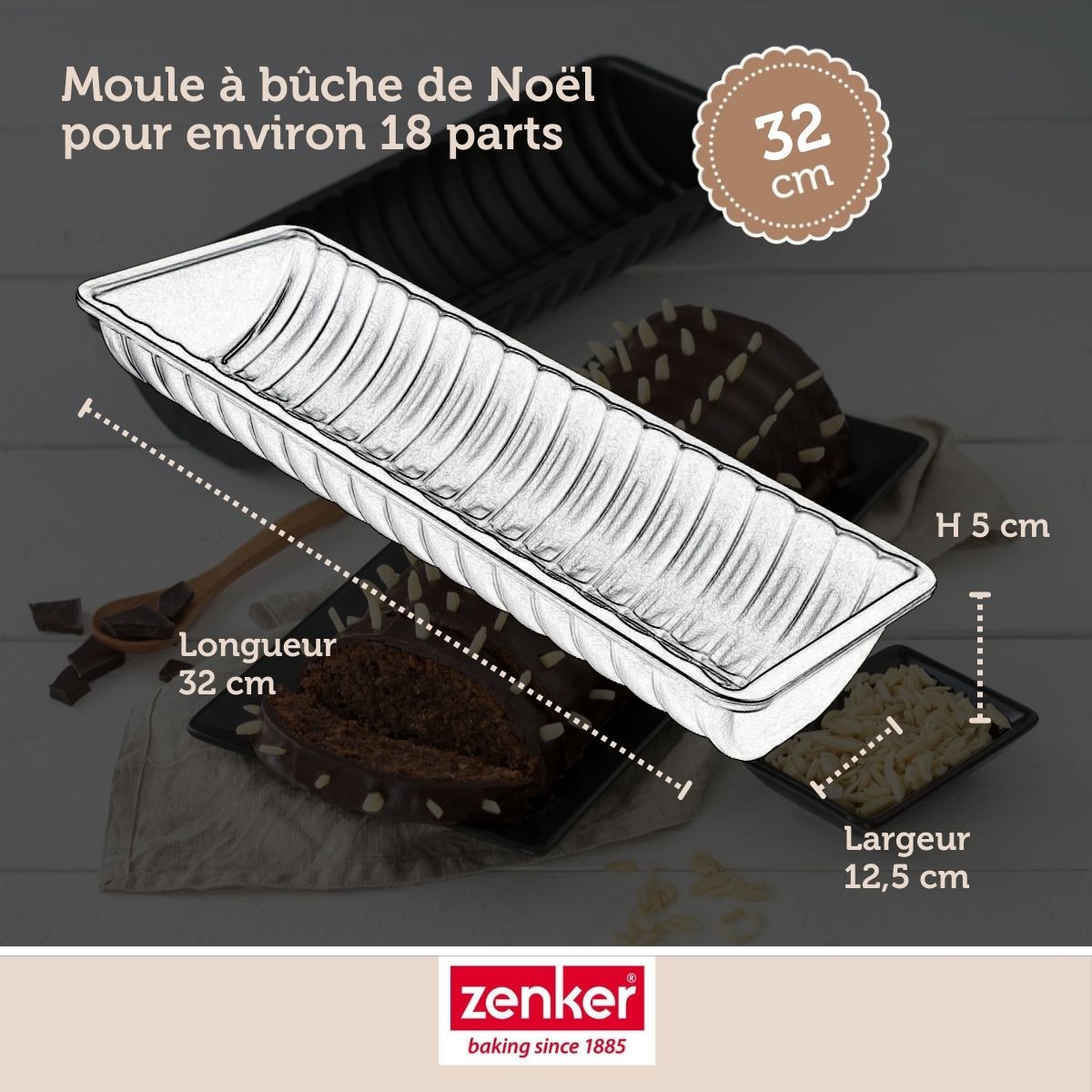 Moule à bûche de Noël Zenker Black Metallic