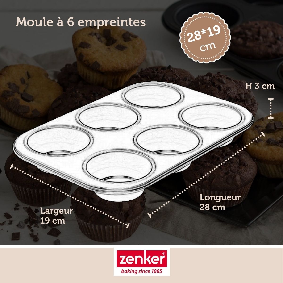 Moule à muffins 6 empreintes Zenker Black Metallic