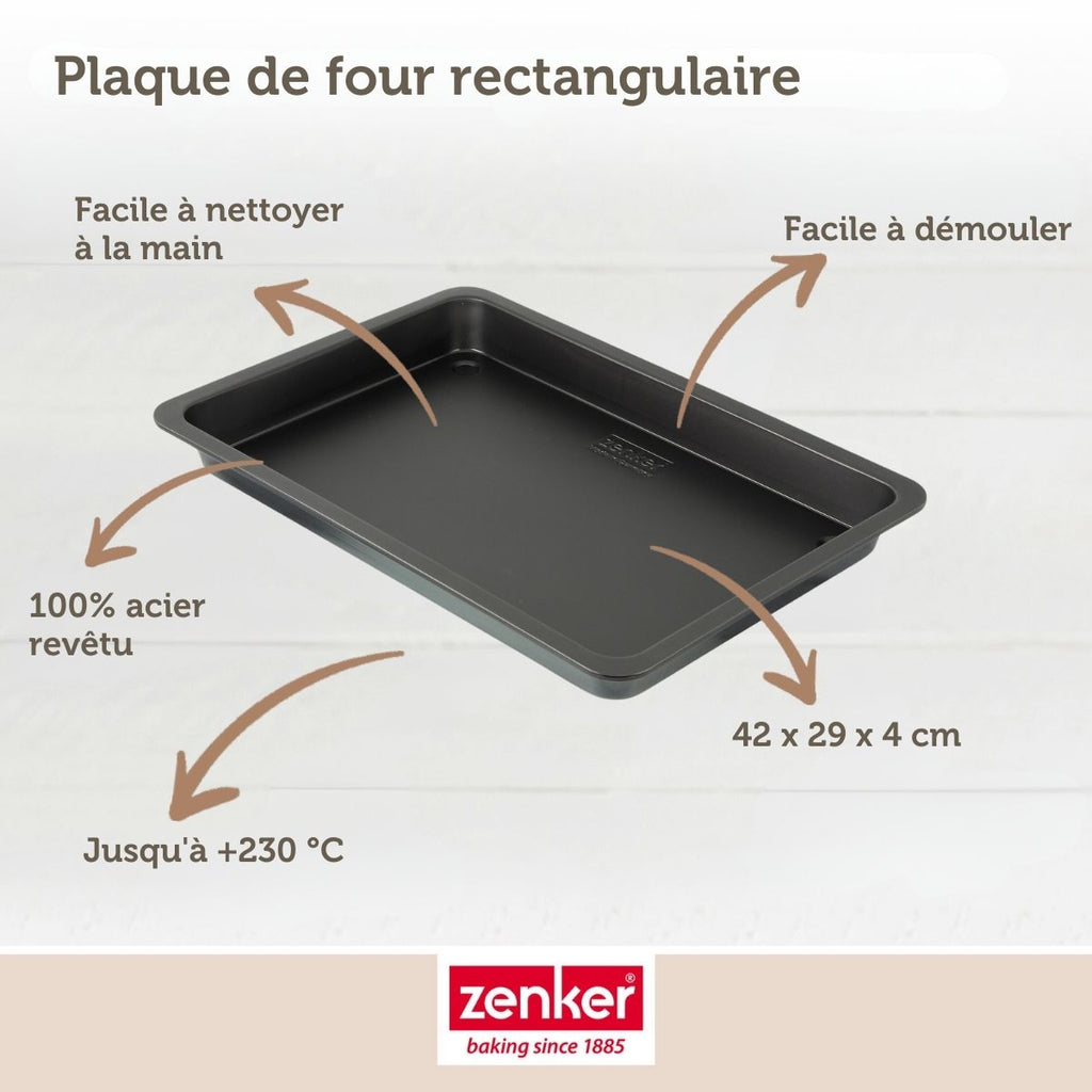 Plaque de four rectangulaire 42 x 29 cm Zenker Black Metallic