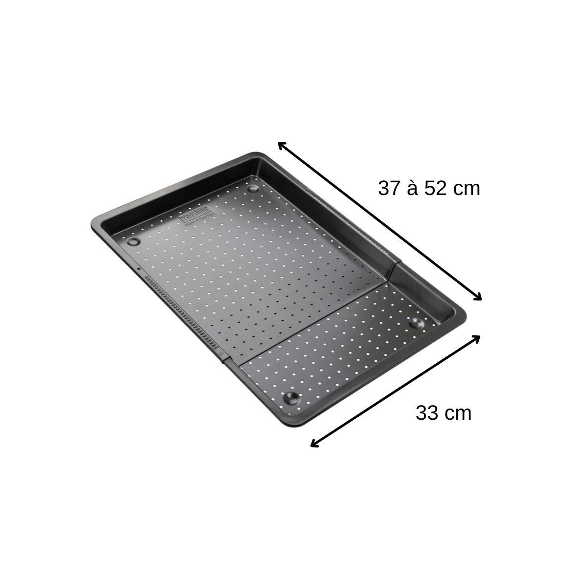 Plaque à pizza rectangulaire perforée extensible 37 à 52 x 33 cm Zenker Black Metallic