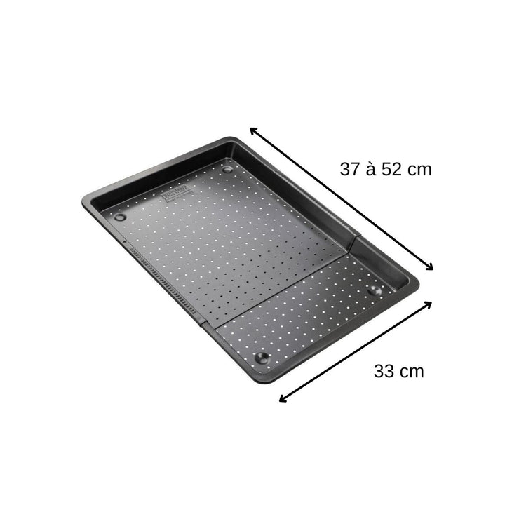 Plaque à pizza rectangulaire perforée extensible 37 à 52 x 33 cm Zenker Black Metallic