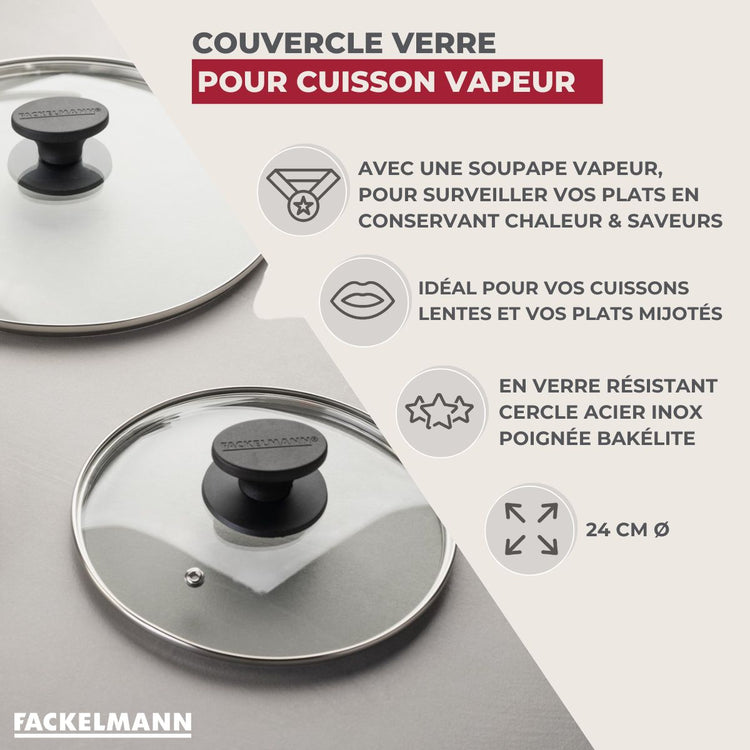 Couvercle de cuisson en verre 24 cm Fackelmann