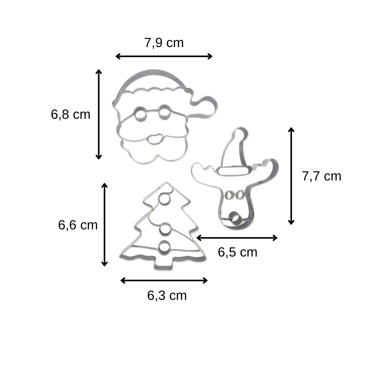 Set de 3 emporte-pièces de Noël (père-noël, sapin, renne) Zenker