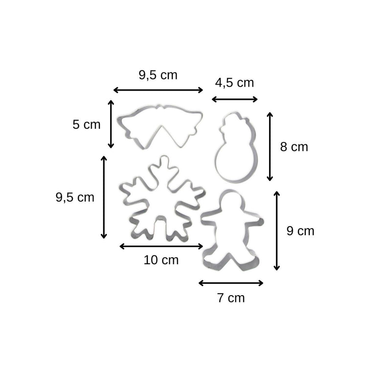 Lot de 4 emporte-pièces de Noël Zenker