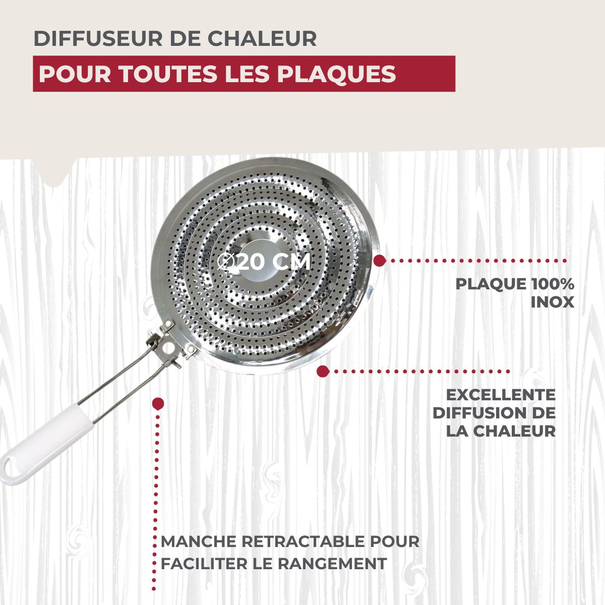 Diffuseur de chaleur pour plaque de cuisson gaz Fackelmann