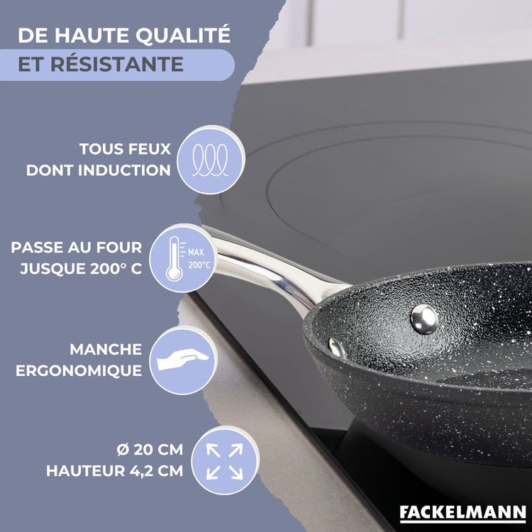 Poêle 20 cm fonte alu revêtement antiadhésif céramique sans PFAS Fackelmann