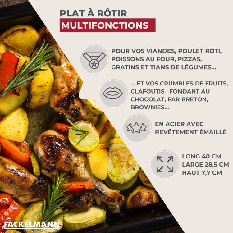 Plat à four émaillé 40,5 cm x 28,5 cm Fackelmann