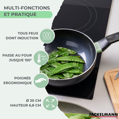 Fackelmann 688127 Poêle tous feux 20 cm sans PFAS, ustensile de cuisson, sans PFAS, antiadhésive, poêle tous feux, poêle induction, Aluminium, Noir, Vert, 20 cm Fackelmann 688127 Poêle tous feux 20 cm sans PFAS, ustensile de cuisson, sans PFAS, antiadhésive, poêle tous feux, poêle induction, Aluminium, Noir, Vert, 20 cm