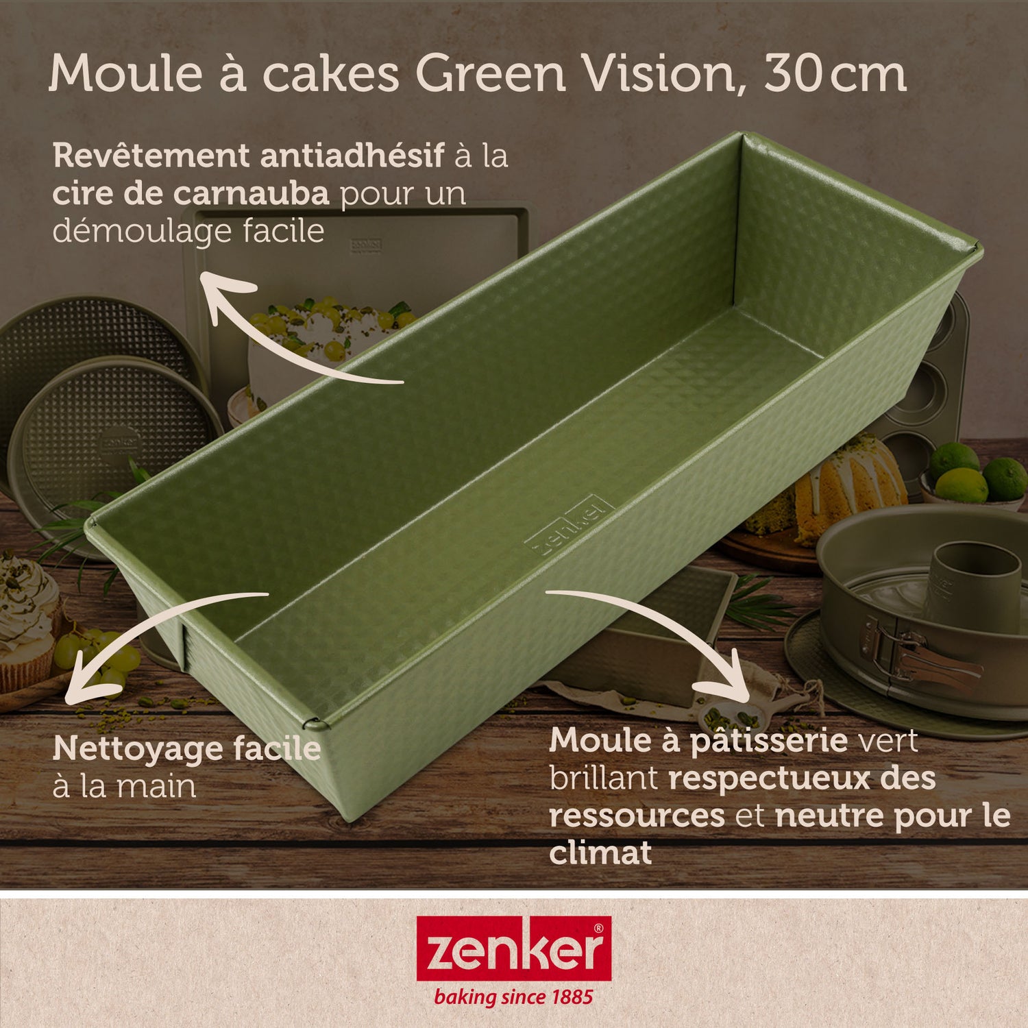 Moule à cake 30 cm Zenker Green Vision