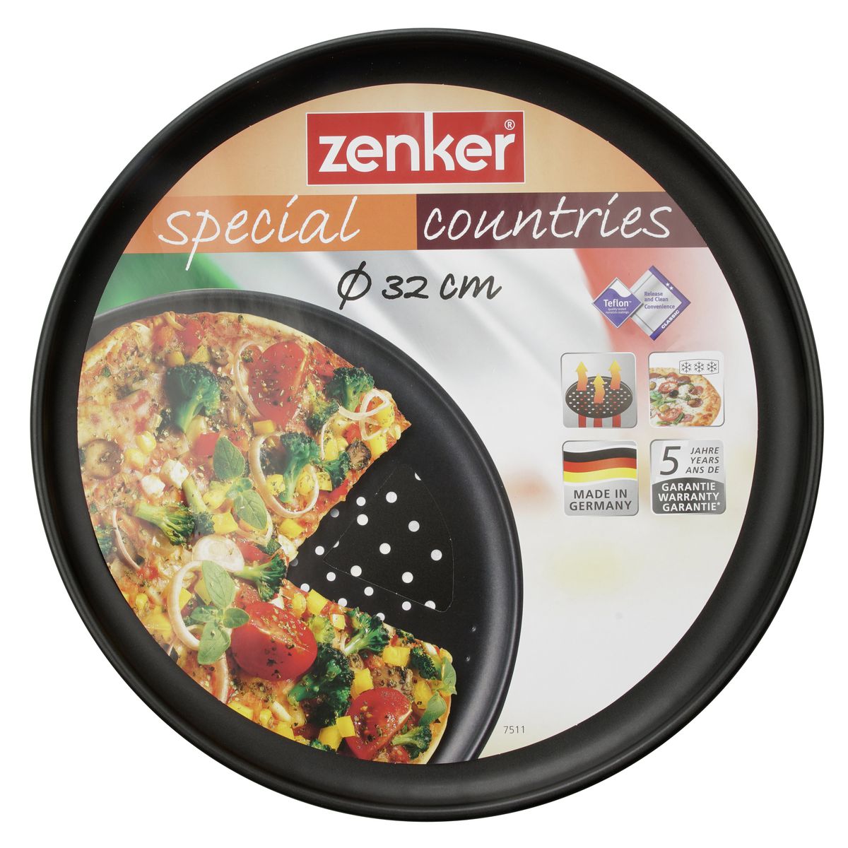 Plaque à pizza à fond perforé 32 cm Zenker Spécial Countries