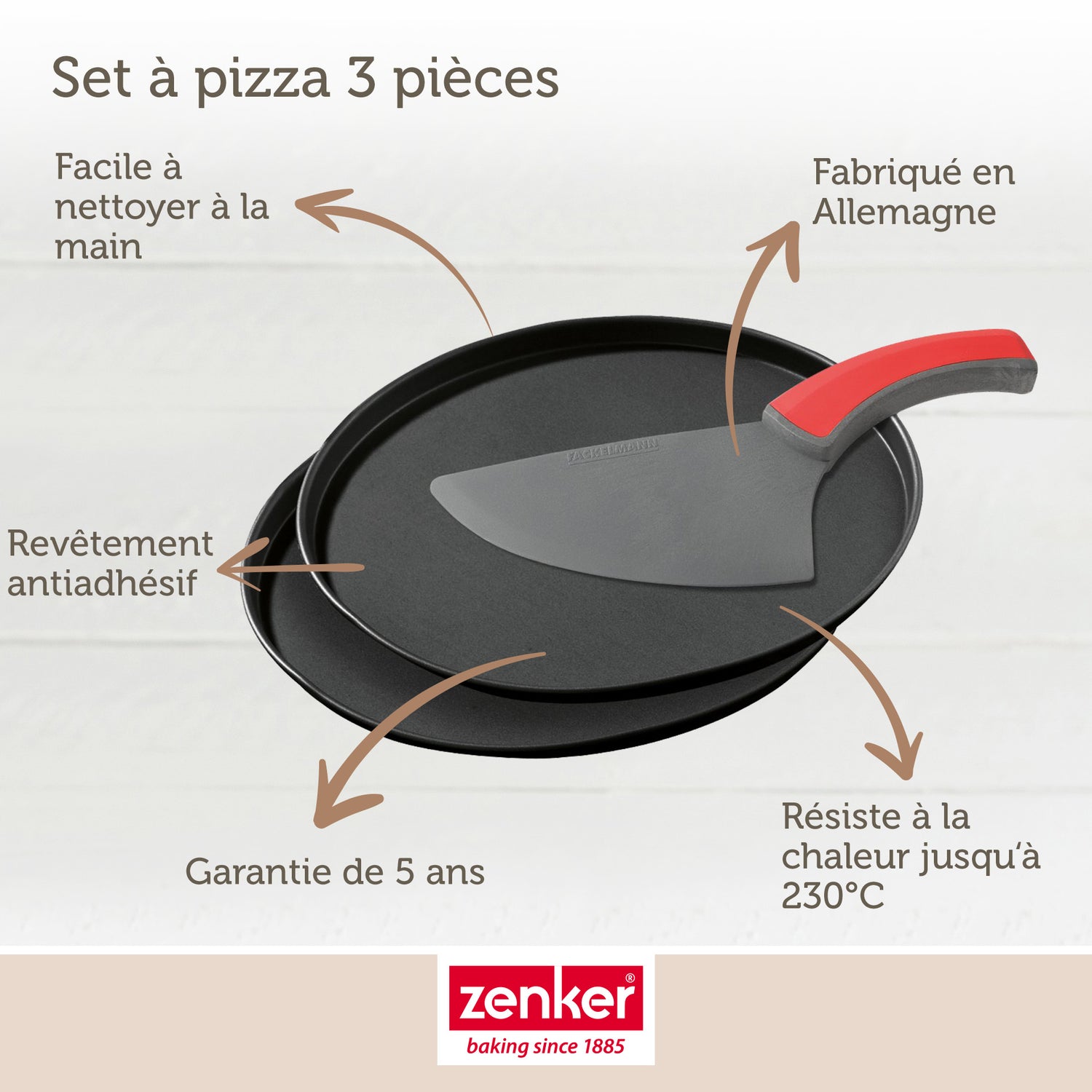 Set à pizza 3 pièces Zenker Spécial Countries
