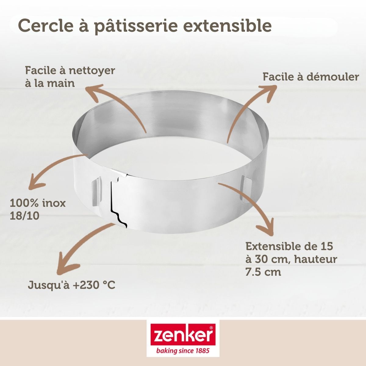 Cercle de pâtisserie réglable Zenker