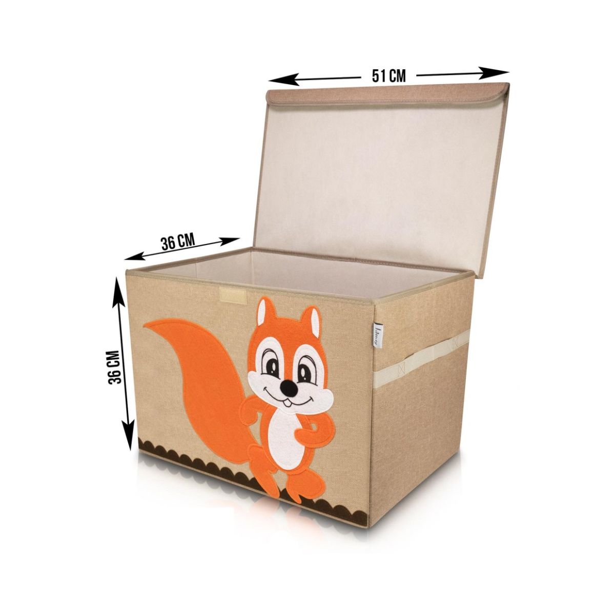 Boîte de rangement "écureuil" avec grand couvercle, 51 x 36 x 36 cm Lifeney