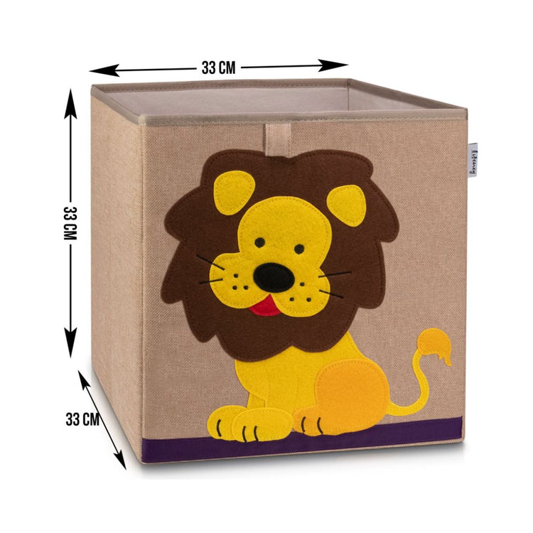 Boîte de rangement "lion" sur fond foncé , compatible avec l'étagère IKEA KALLAX Lifeney